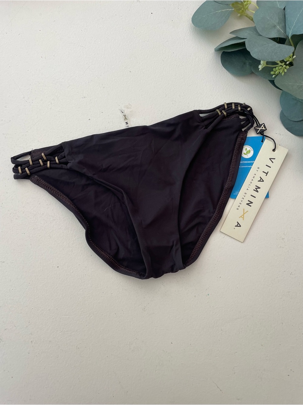 Vitamin A Espresso Metallic Amber Strappy Bikini Bottom